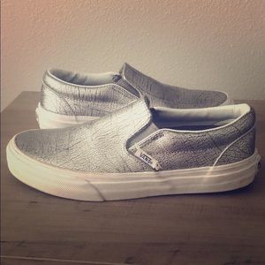 Vans slip ons- metallic silver